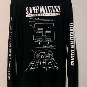 Nintendo x Forever 21 Black Long Sleeve Shirt with White Graphics